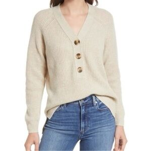 Madewell Cream Button-Up Wool Sweater Small
